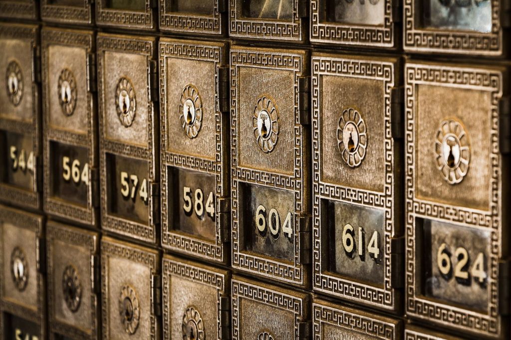 Numbered moving boxes stacked and ready