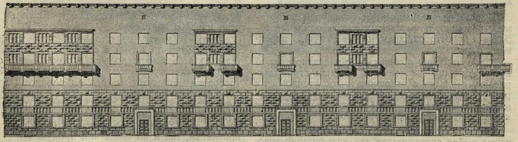 Мain facade of an apartment building in Stalinsk (Mapu)