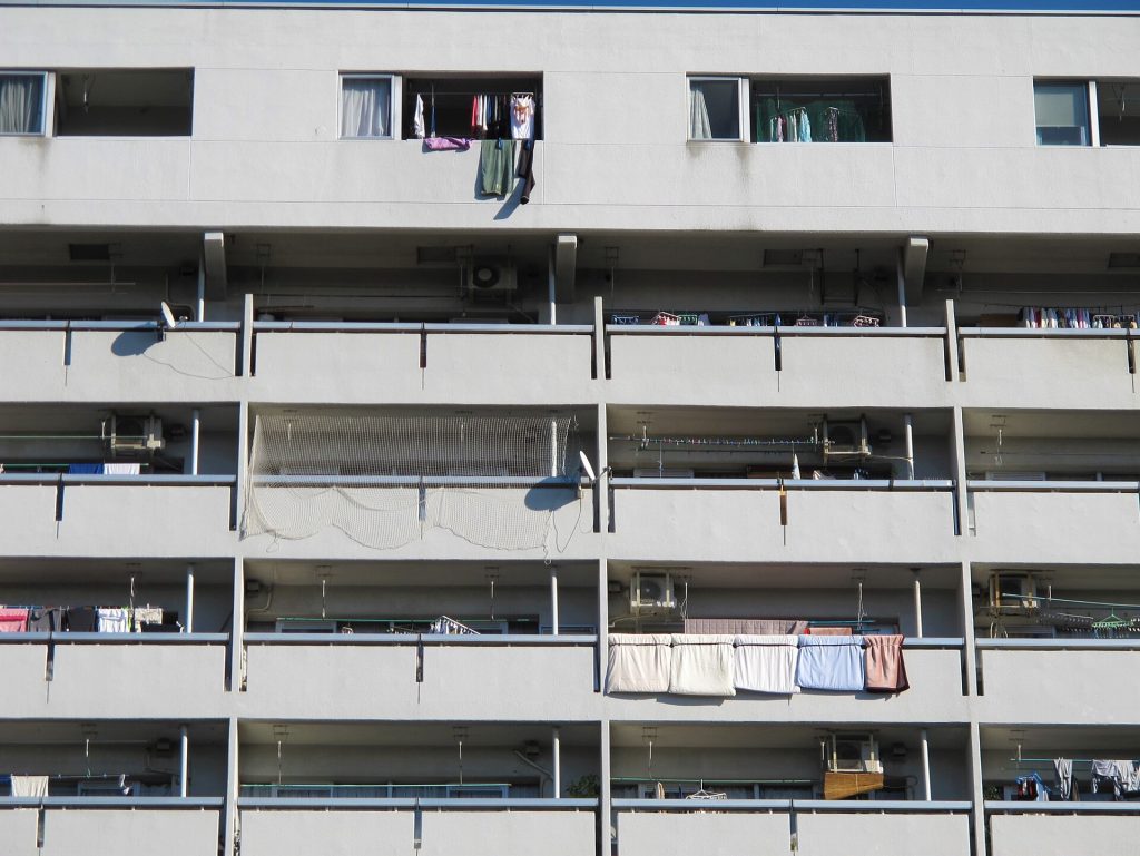 Apartment building balconies